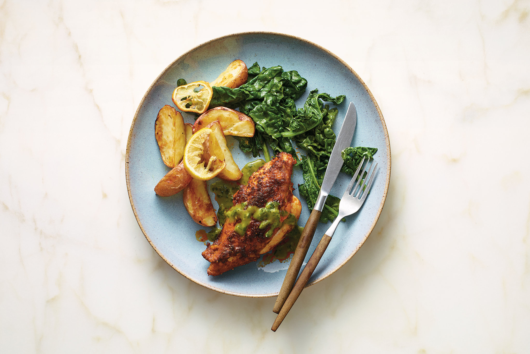 Bobby Flay S Pan Roasted Chicken With Mint Sauce Dining And Cooking