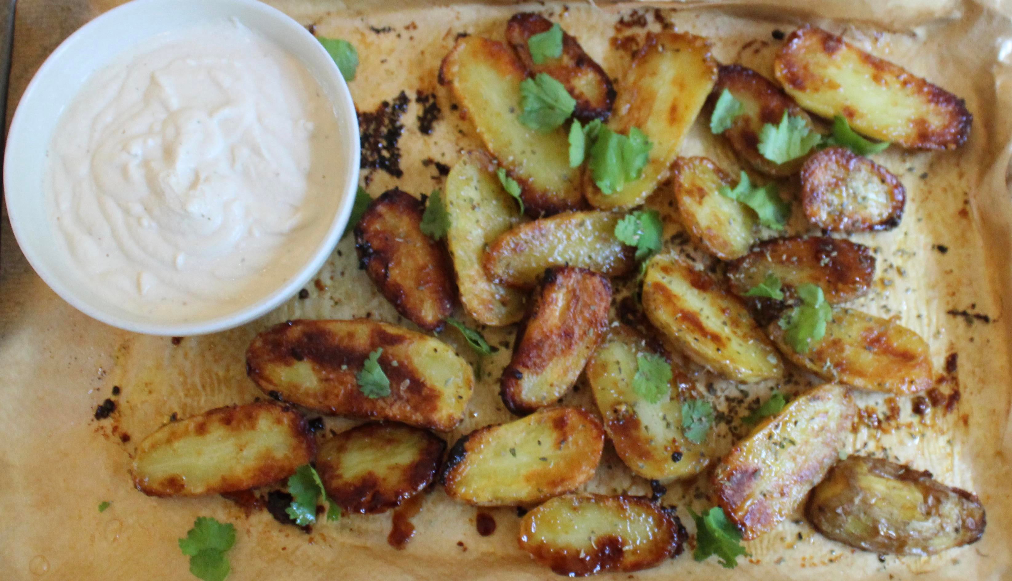 Sticky And Garlicky Potatoes With Cashew Cream Dining And Cooking