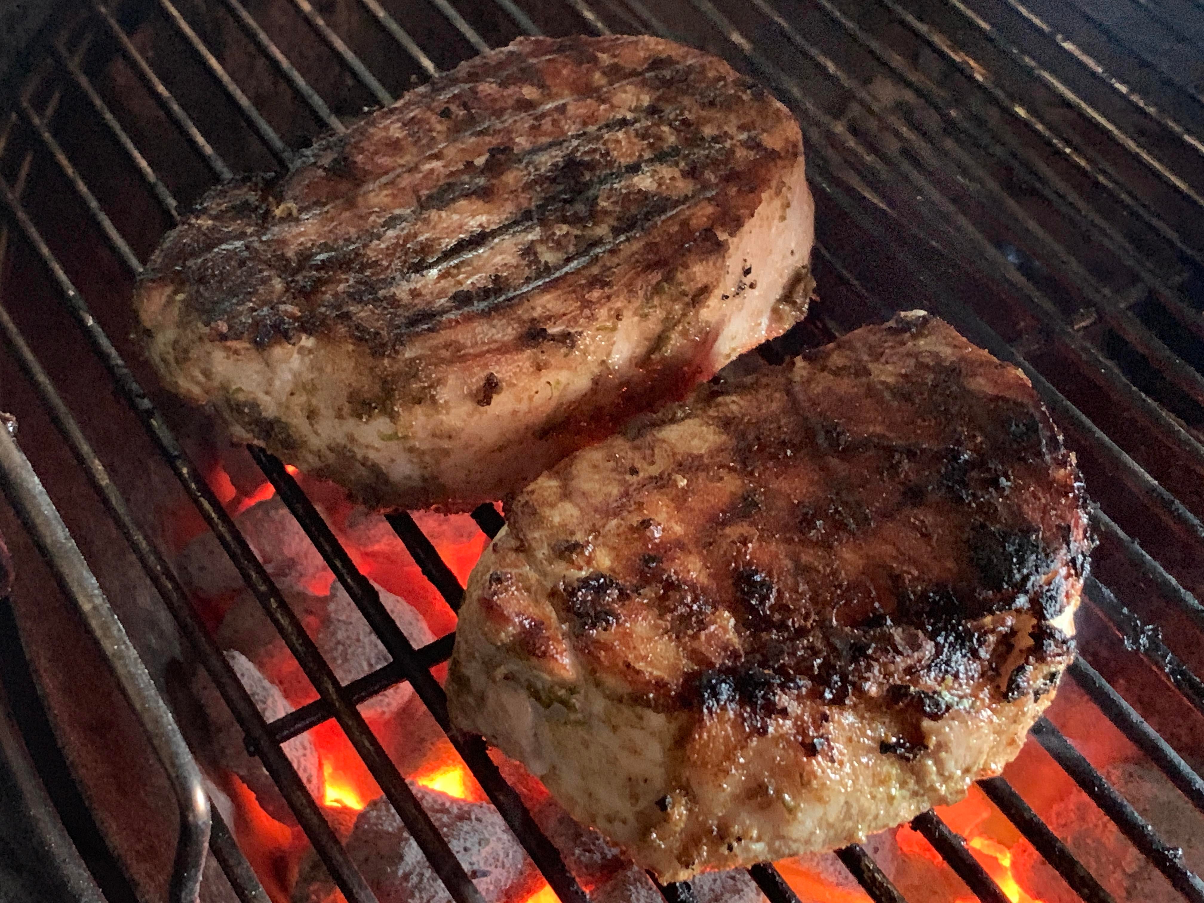 Couple Pork Chops For Dinner Tonight My Dads Recipe Using A Lime