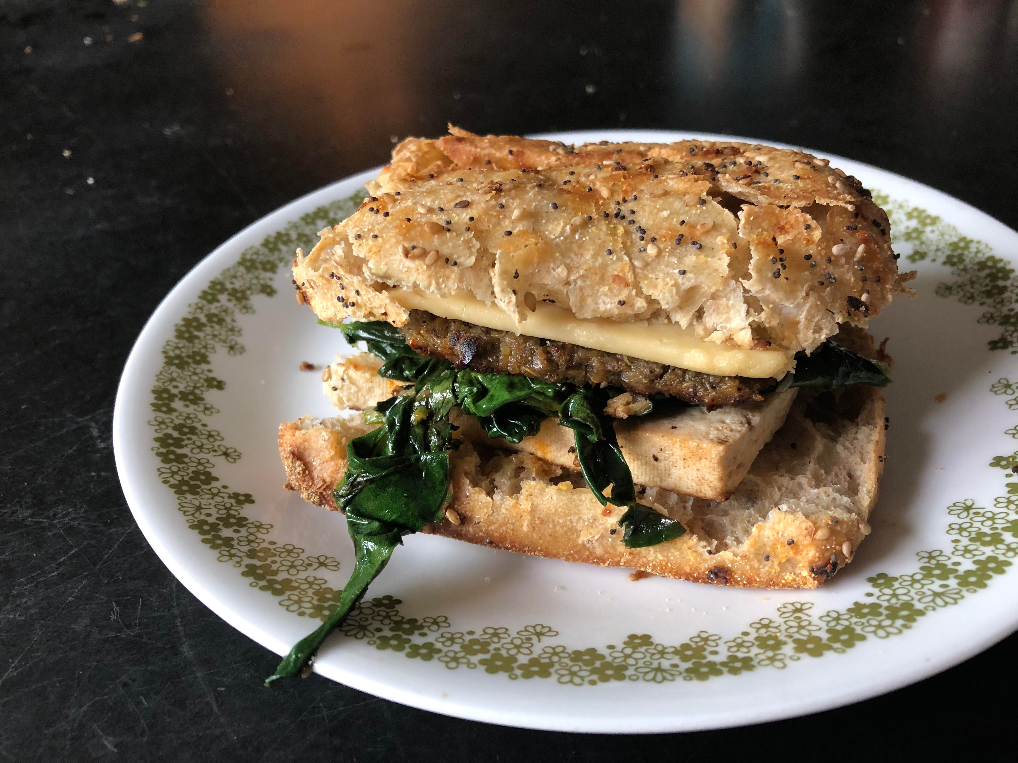 Vegan Sausage Egg And Cheese On An Everything Roll Dining And Cooking