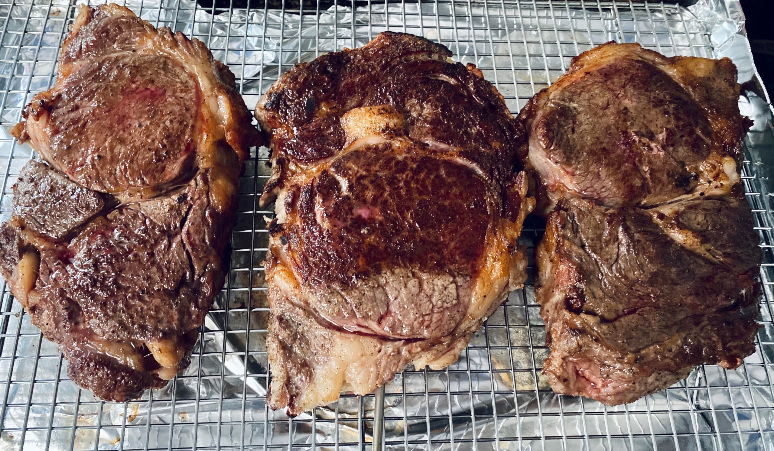 Three Little Ribeyes Reverse Seared And Finished On Cast Iron Dining And Cooking 