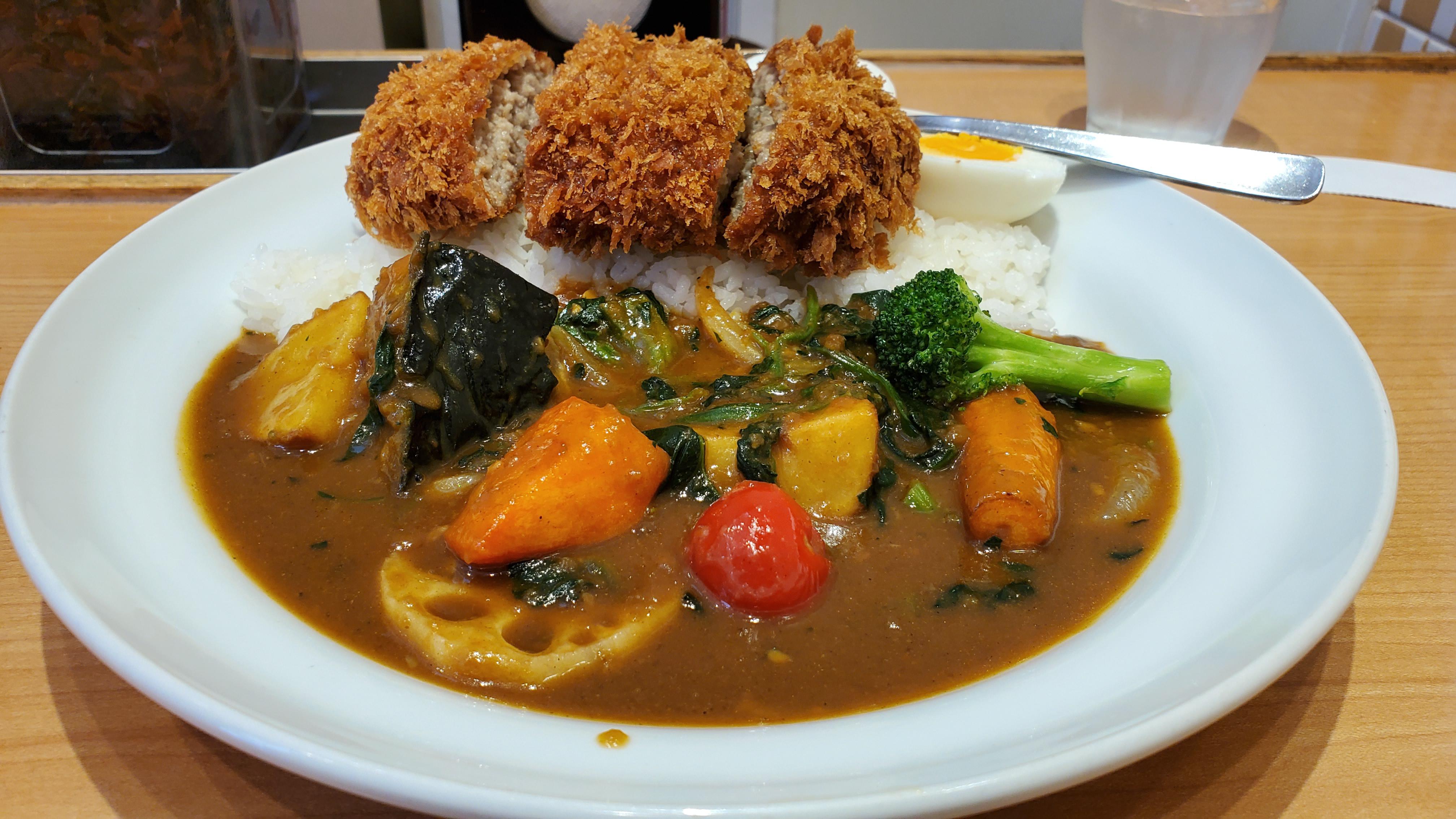 Menchikatsu Curry With Vegetables And Egg Topping Dining And Cooking