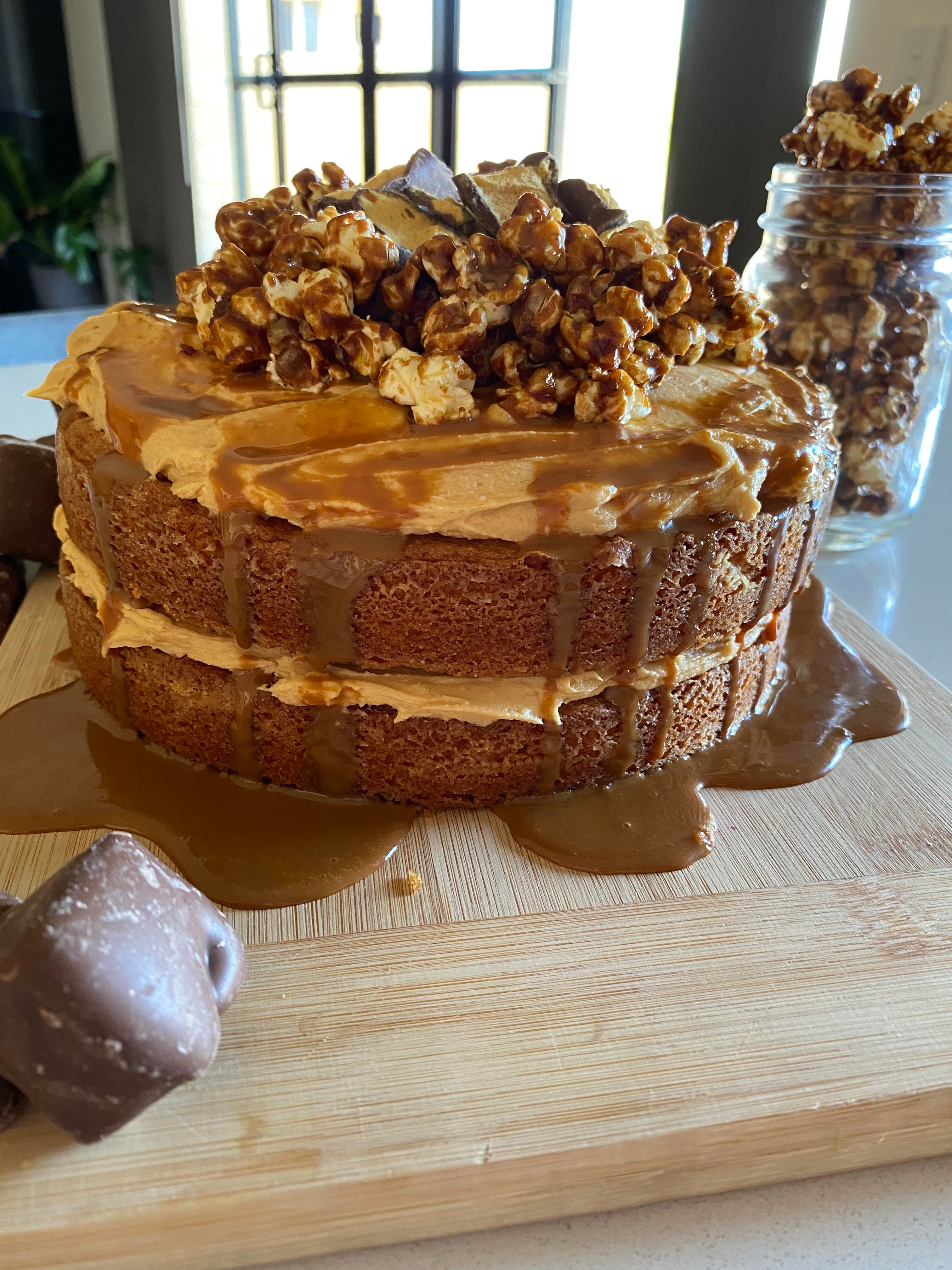 Homemade Vanilla Cake With Caramel Bu