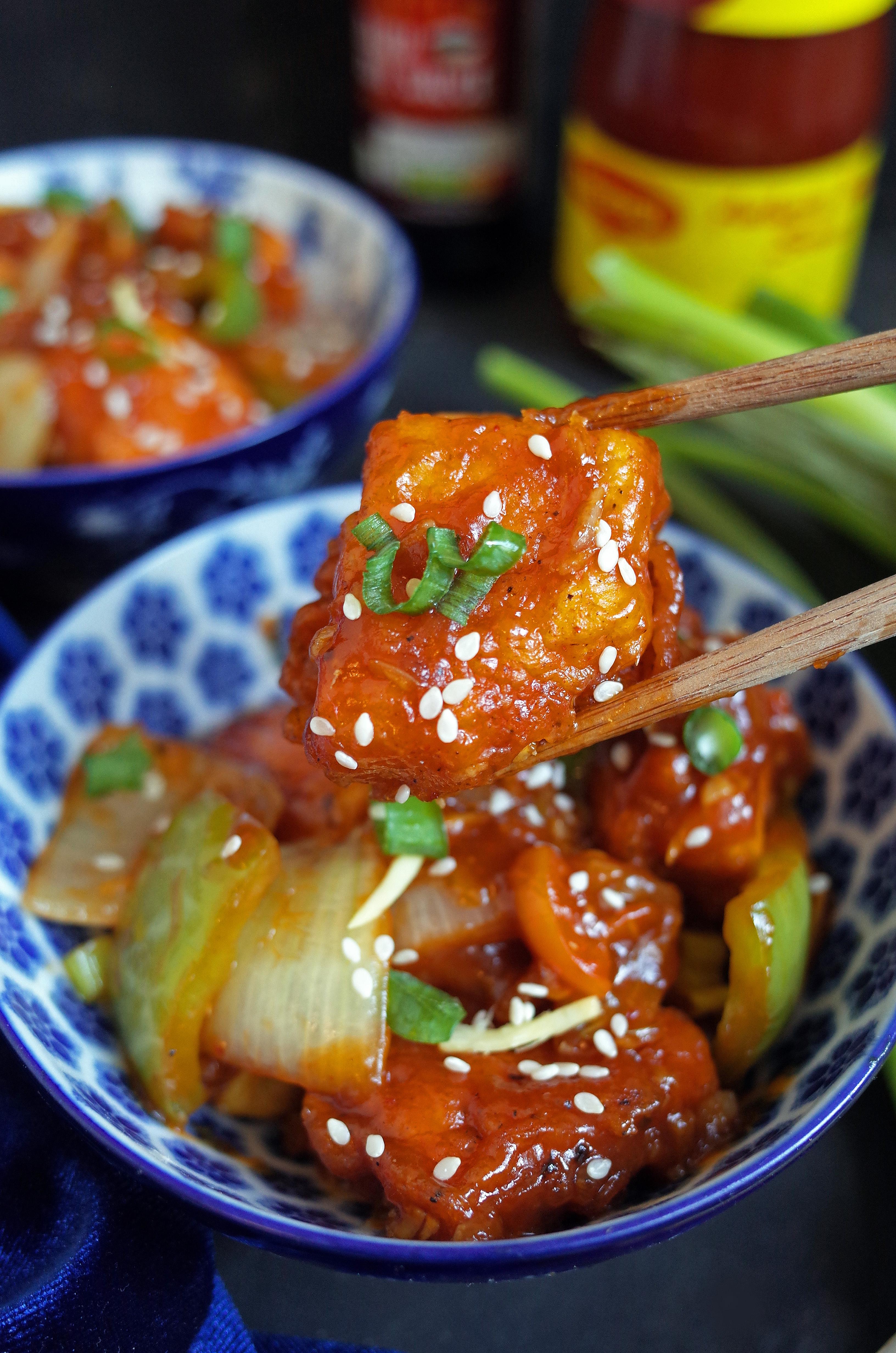Vegan Chilli Tofu - Homemade Tofu which is Battered and coated in a ...