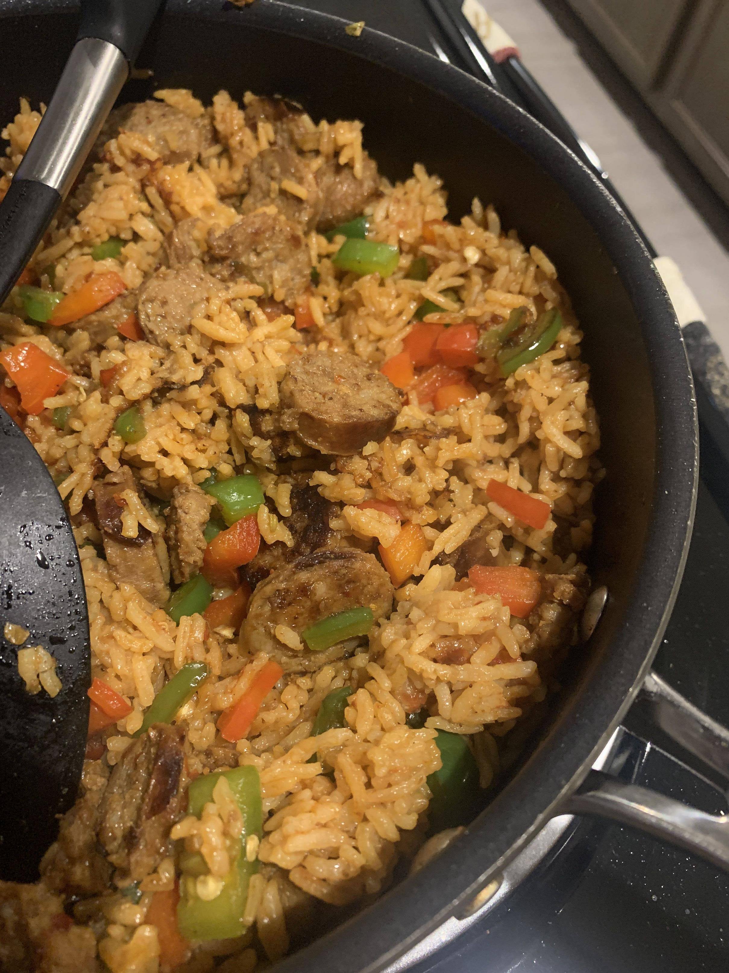Yummy spicy Italian sausage with rice. 214 calories a serving and it ...