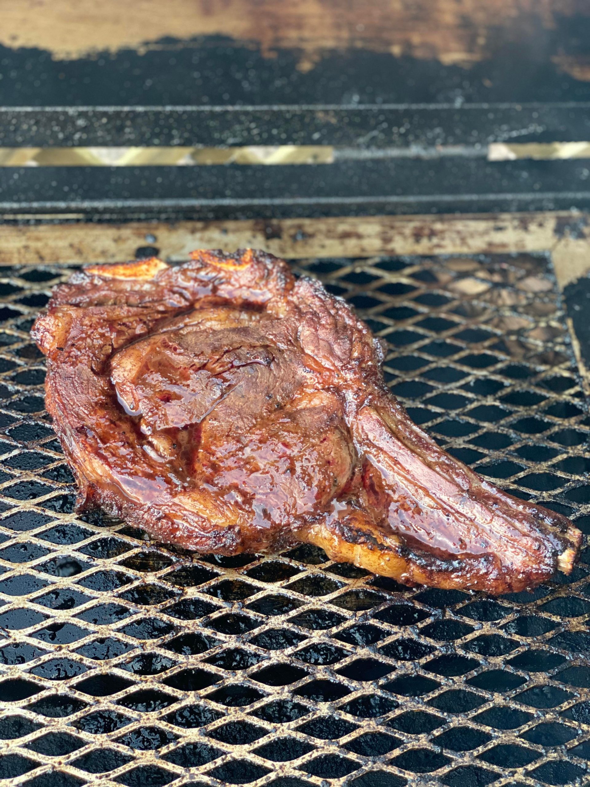 Marinated Bone-in ribeye from our 1/4 cow purchase on a Holland grill ...