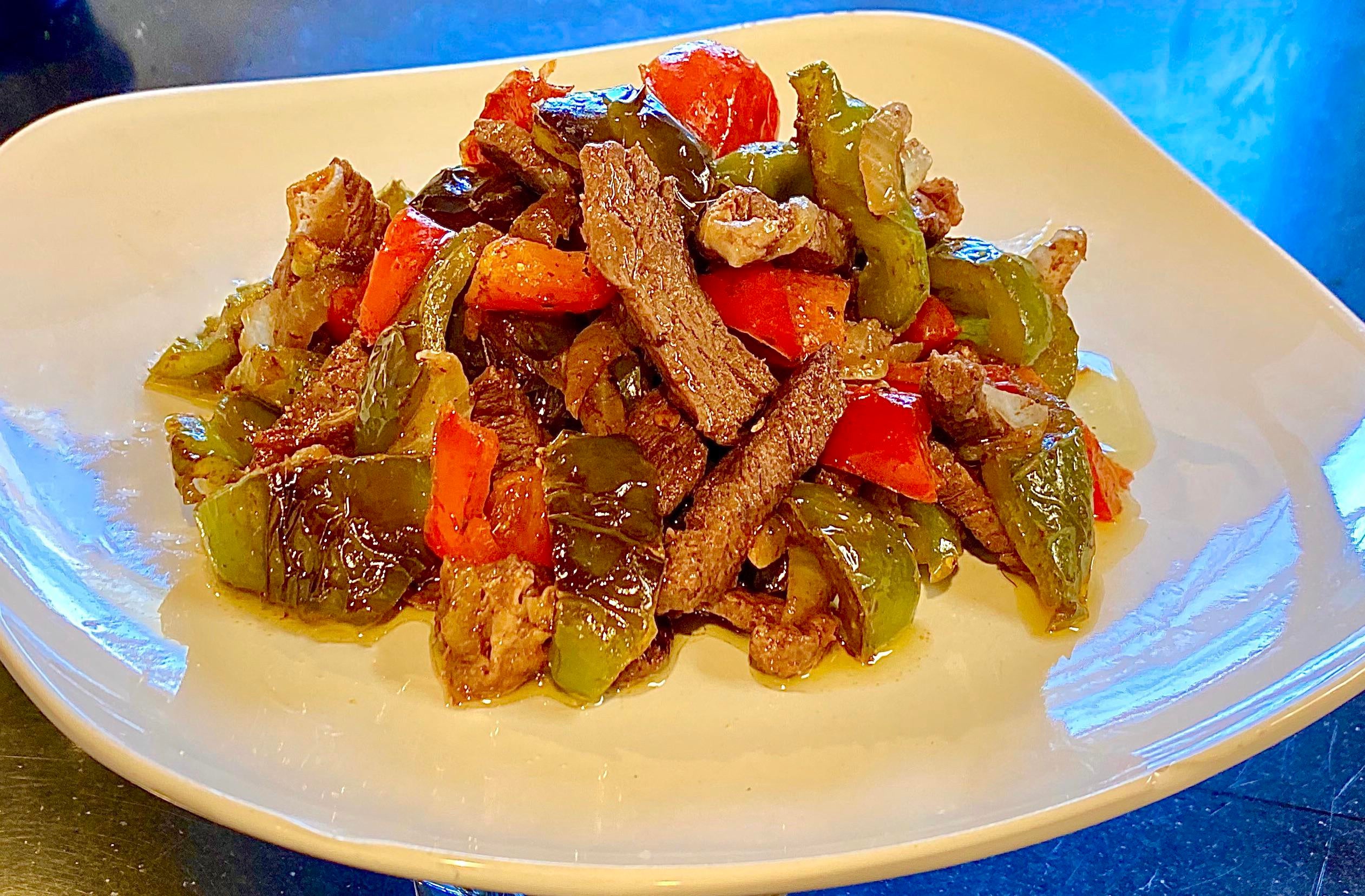 Marinated skirt steak and peppers stirfry Dining and Cooking