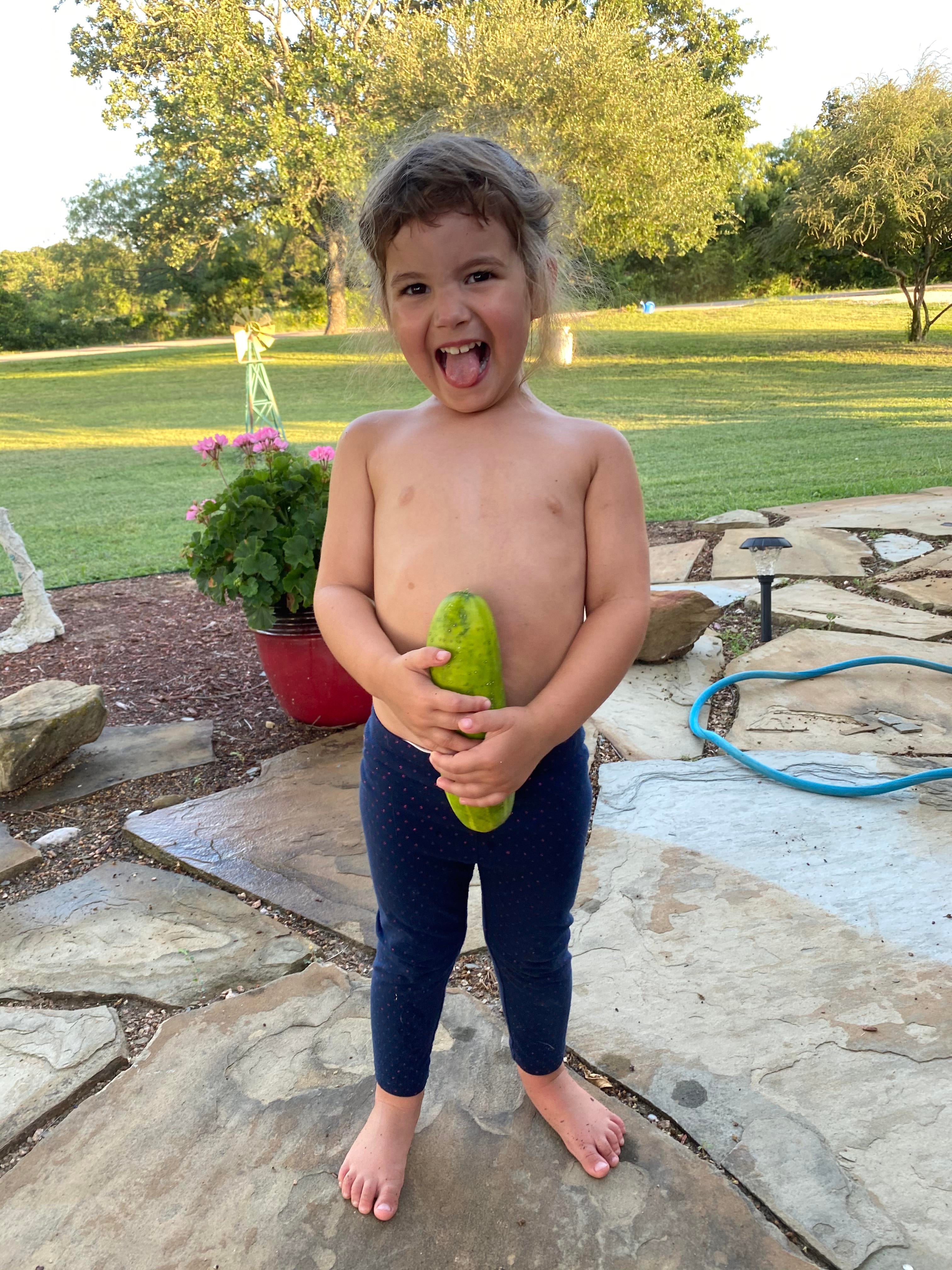 She Is Enthralled With Our Cucumber