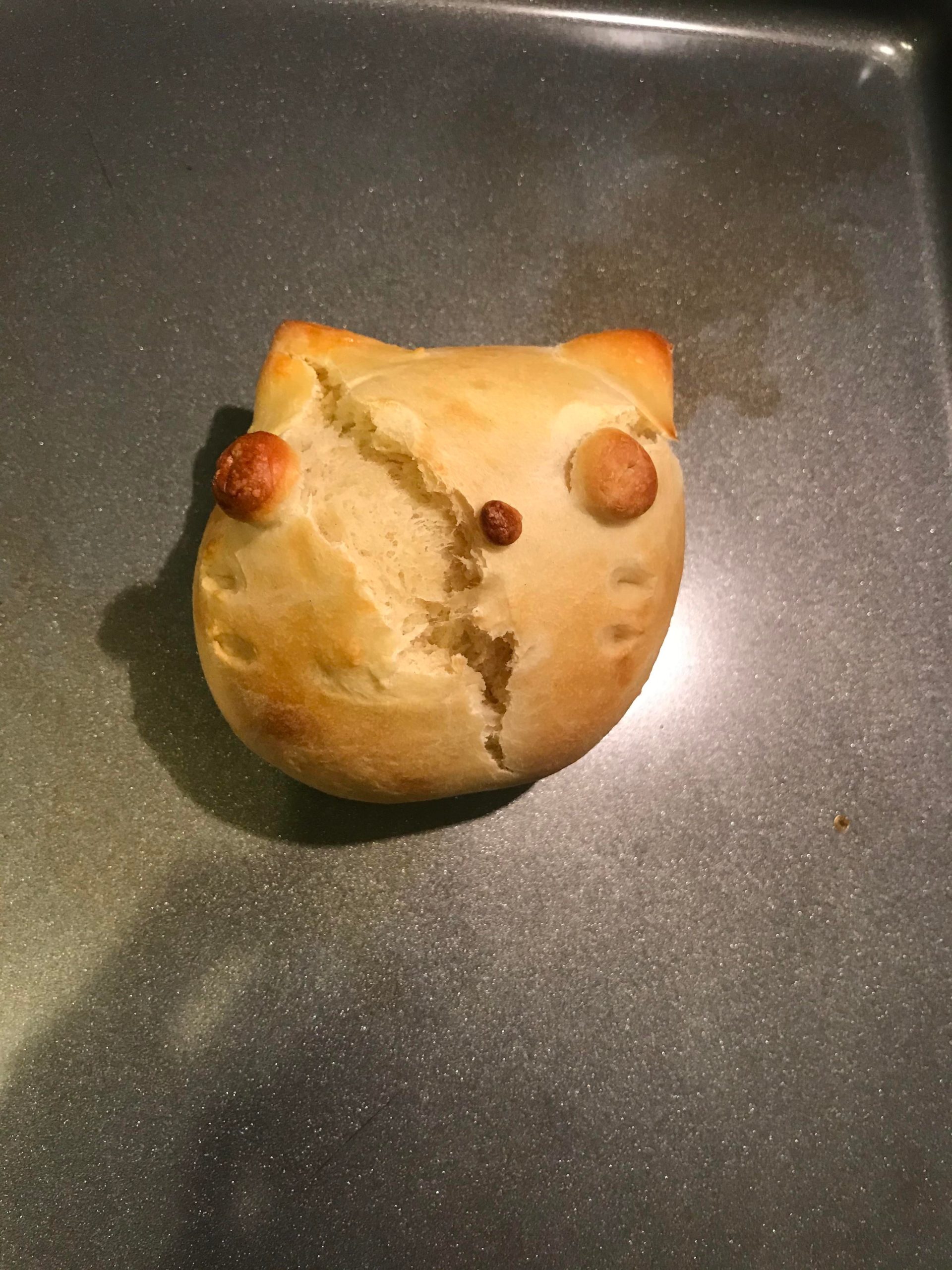 Cursed soul cat I just made. (New to baking bread) Tastes delicious