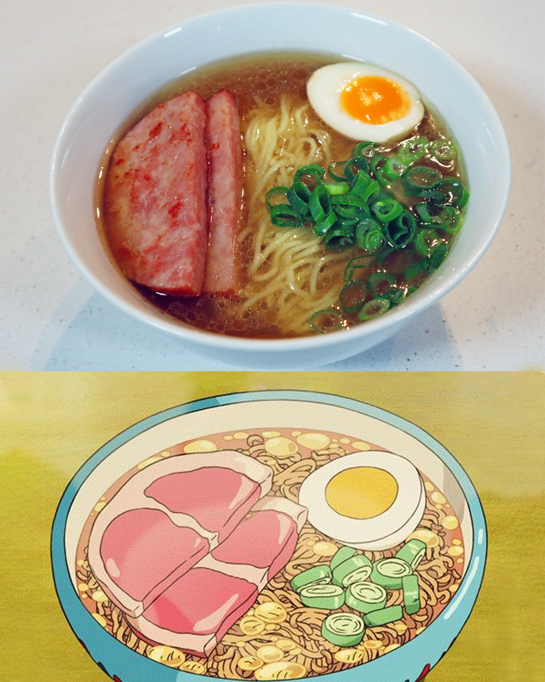 Any Ghibli fans in this sub? Ham ramen from Ponyo made entirely from