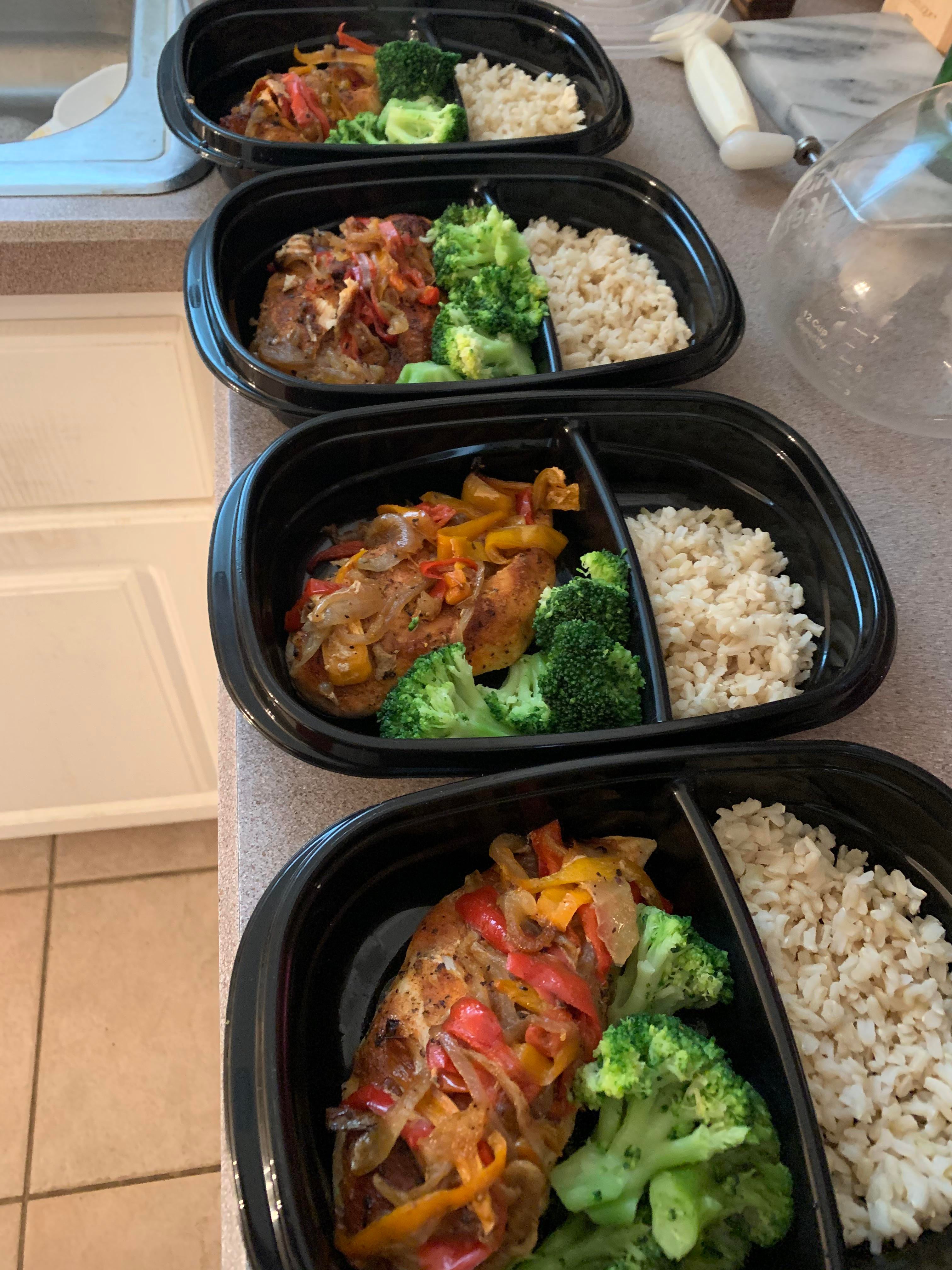 Chicken, brown rice, and broccoli. As basic as it comes but so ...