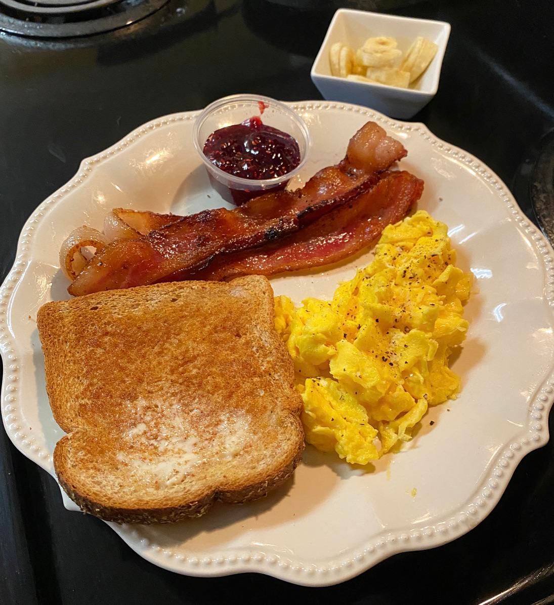 Scrambled Eggs Bacon Whole Wheat Toast Dining And Cooking