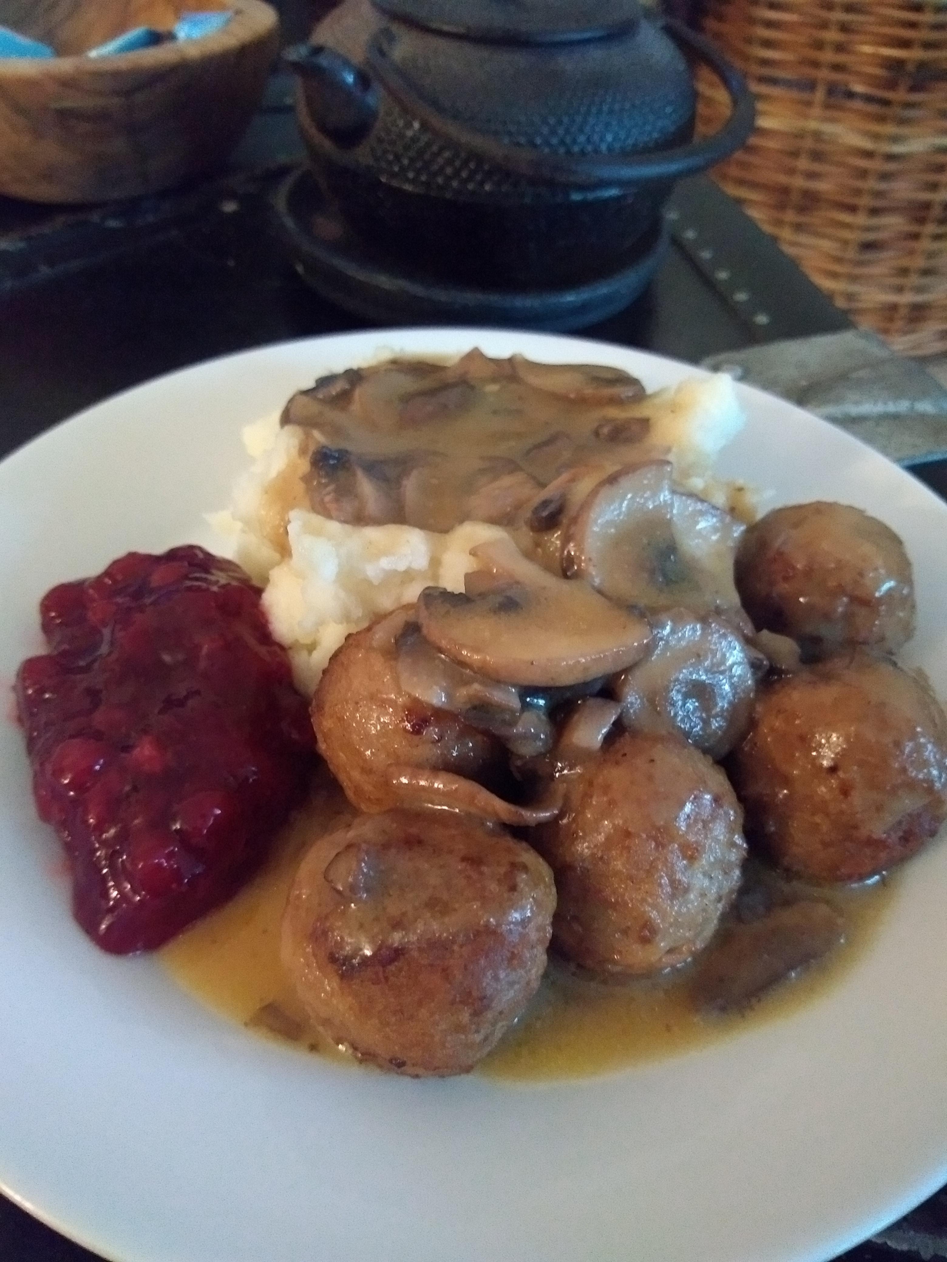 Did somebody say Swedish Meatballs with Mushroom Gravy, Mashed Potatoes ...
