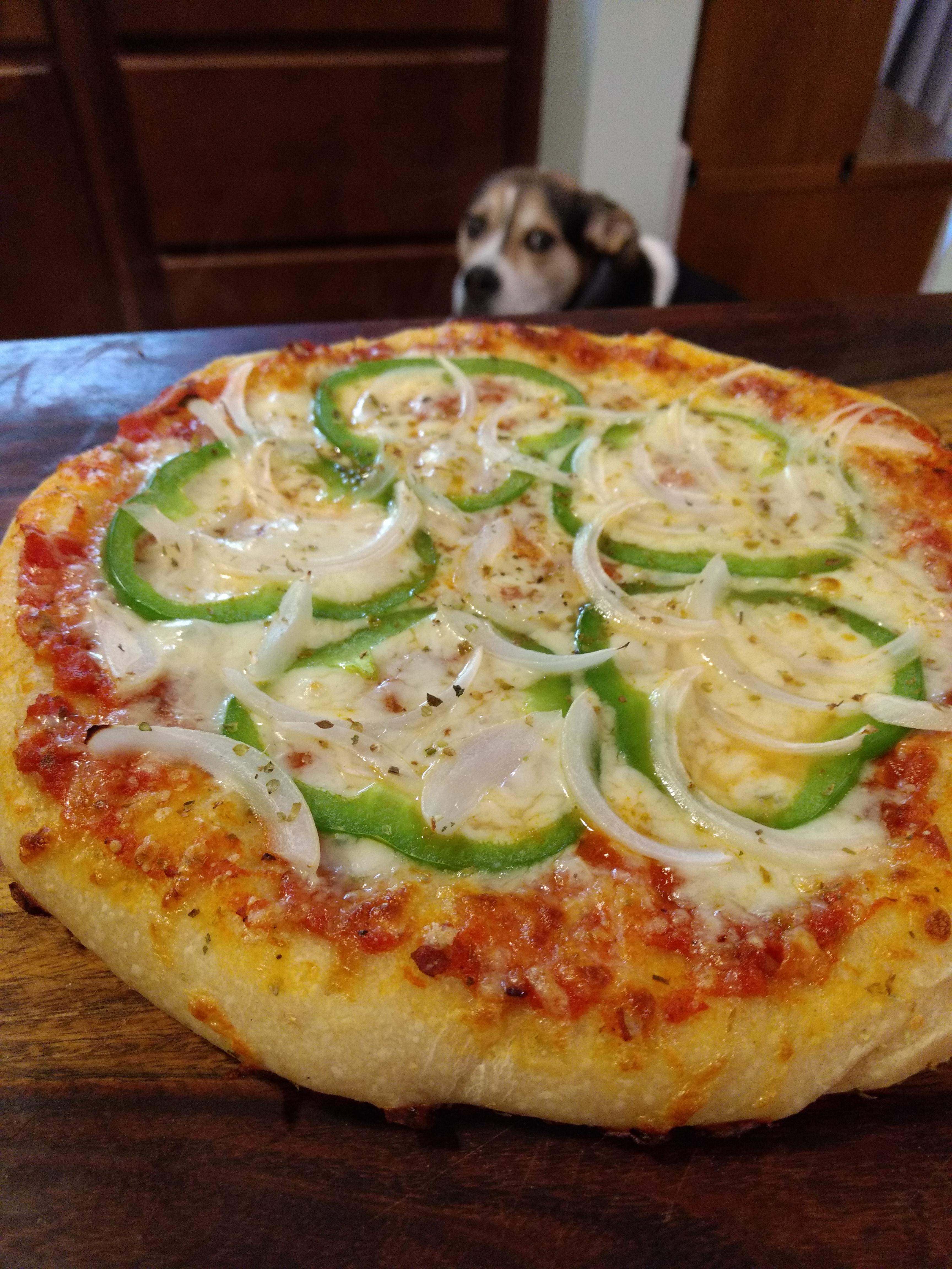 Green Pepper And Onion Pizza With Pepp