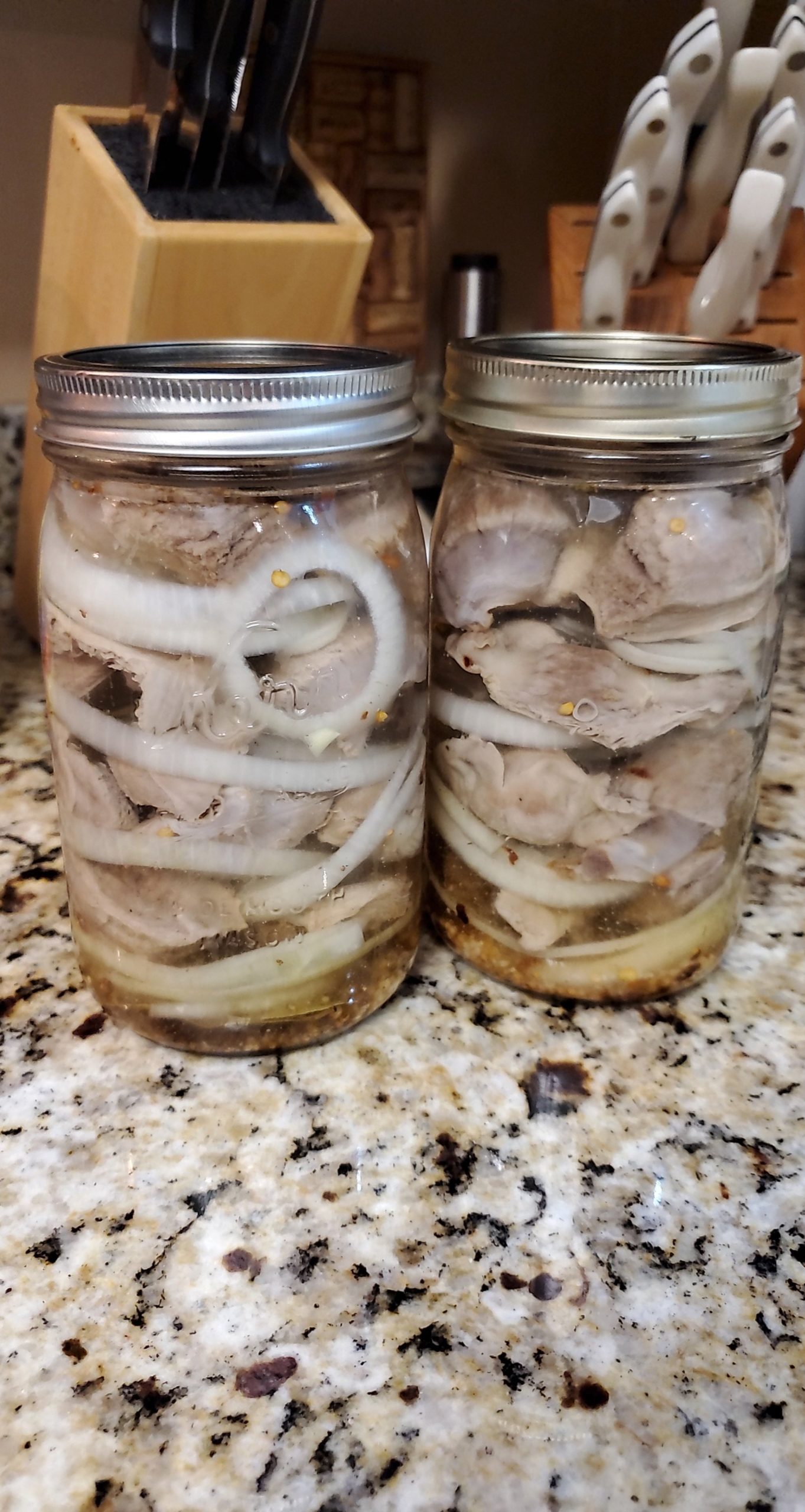 Two quarts of pickled turkey gizzards! Not bad for a Monday night ...