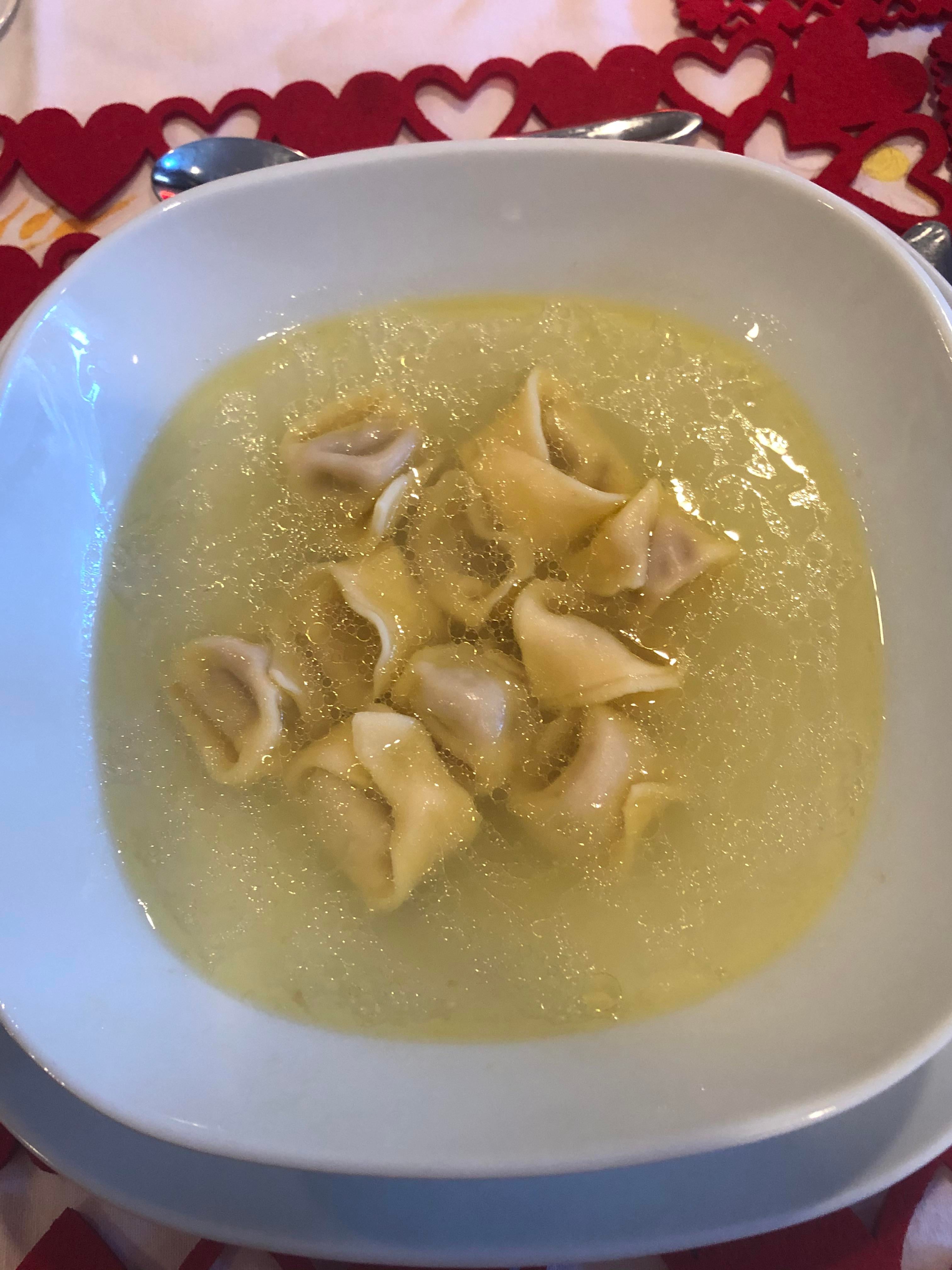 I made Prosciutto and Parmigiano tortellini in chicken broth for New ...