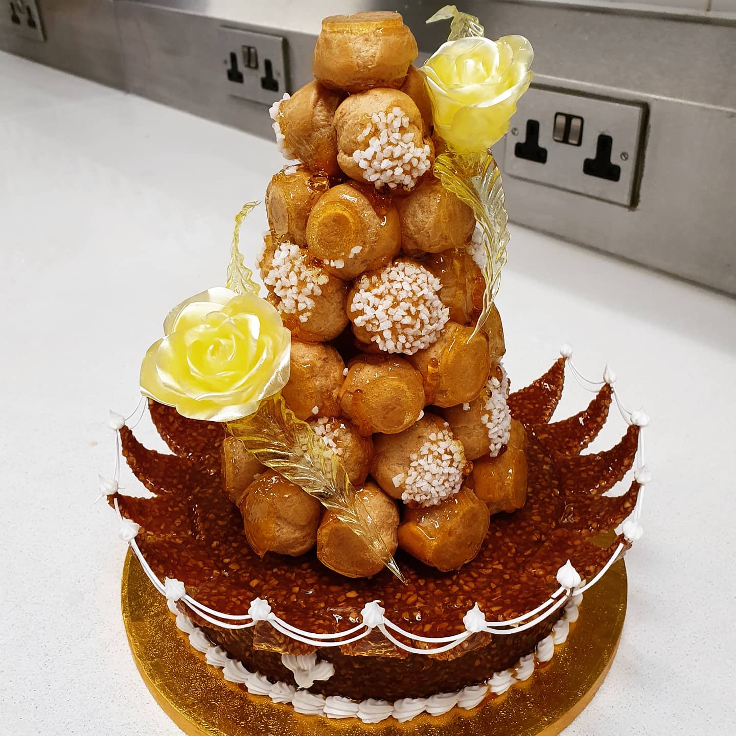 Oc Homemade My First Ever Croquembouche Literally Meaning Crunch In The Mouth A Traditional French Wedding Cake Made Of Filled Choux Buns Stuck Together With Caramel Placed On An Intricate Nougatine Base