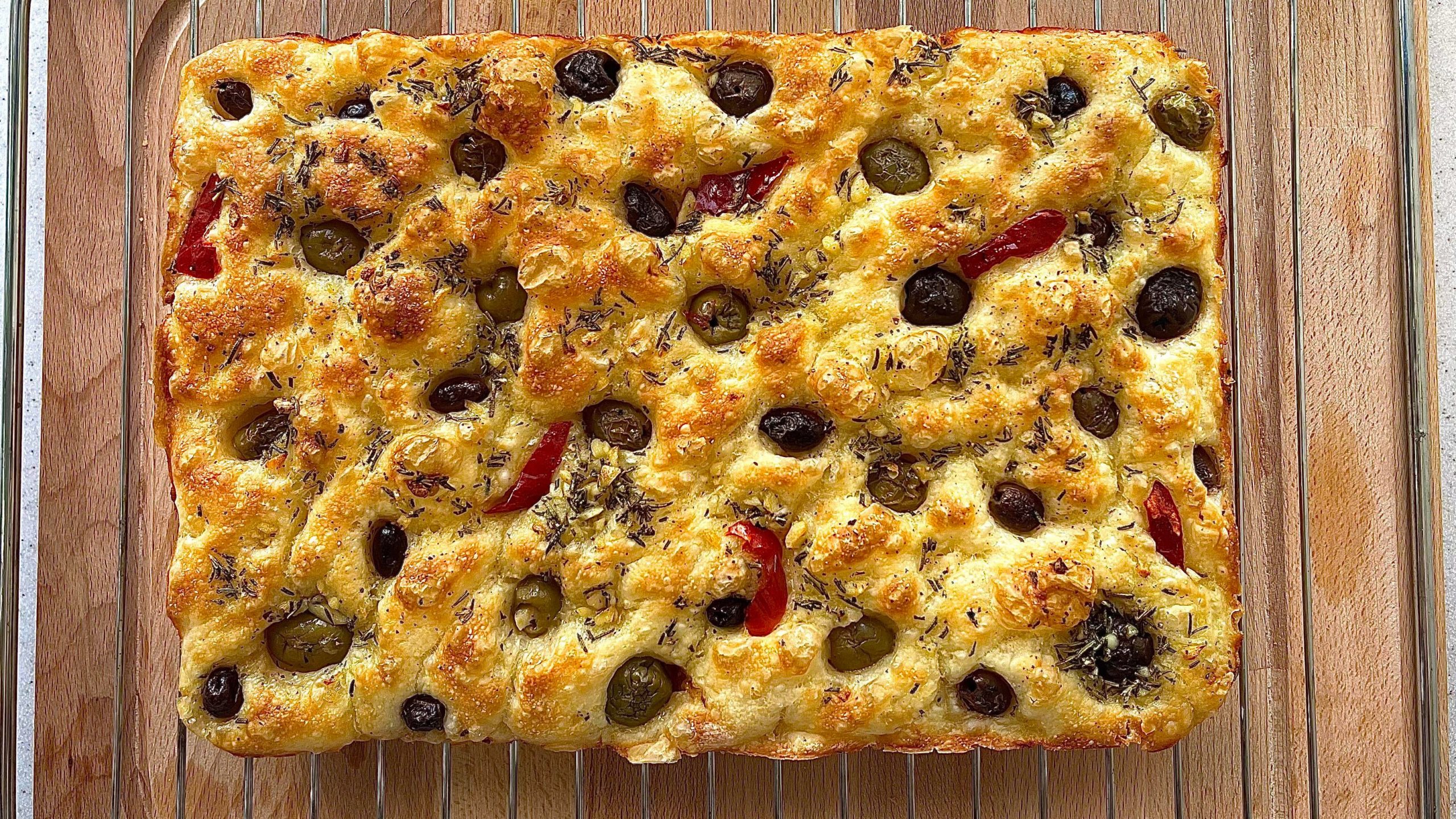 Focaccia With Olives, Rosemary And Garlic - Dining And Cooking