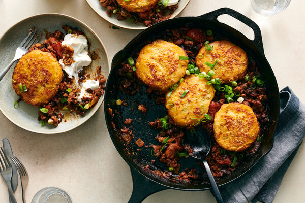 One-Pot Turkey Chili and Biscuits