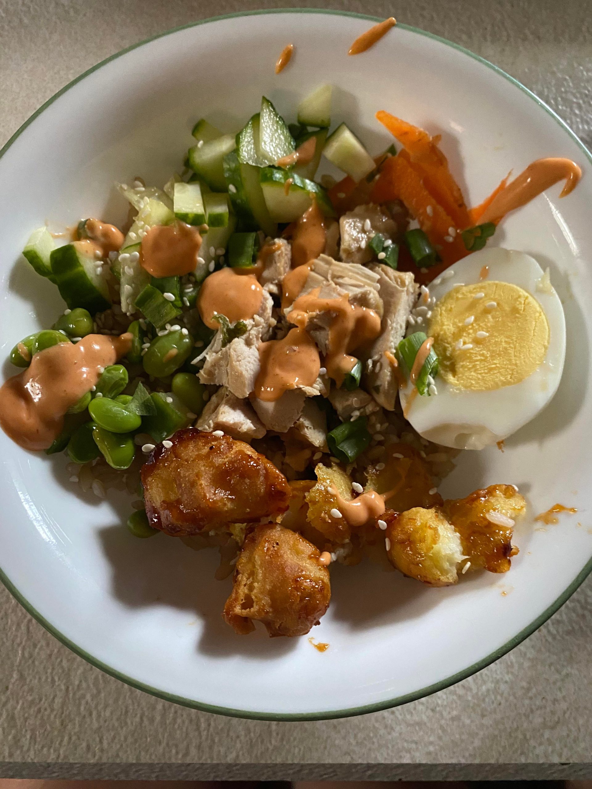 A Chicken Poke Bowl With Cucu