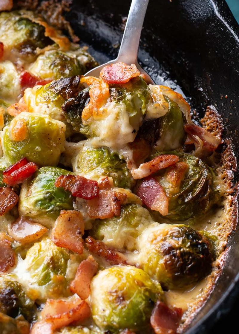 Cheesy Brussels Sprouts with Bacon - Dining and Cooking