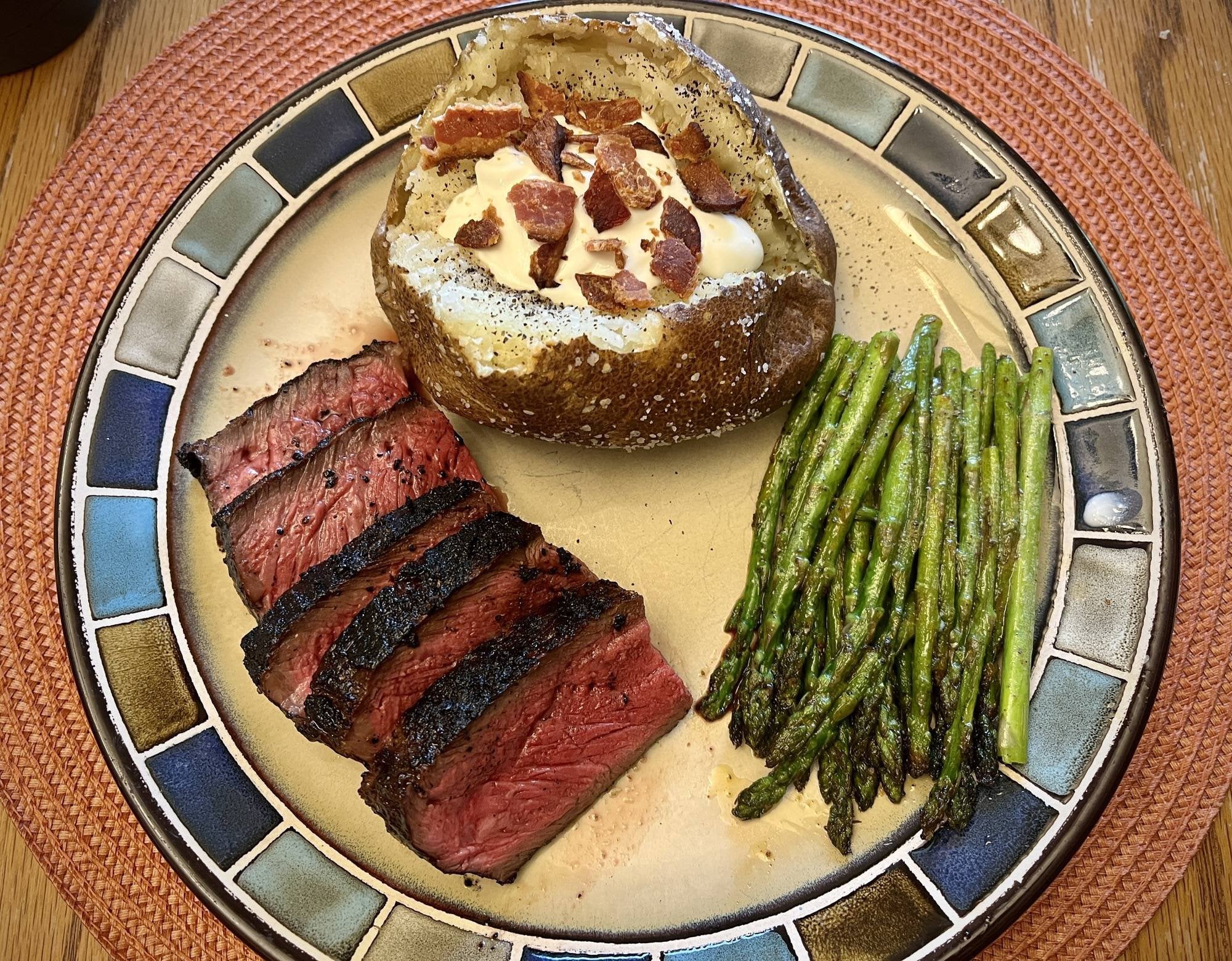 [homemade] steak, baked potato, asparagus - Dining and Cooking