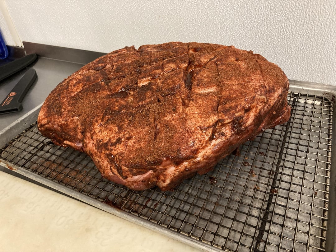 Before and after of my oven roasted pork shoulder. Dining and Cooking