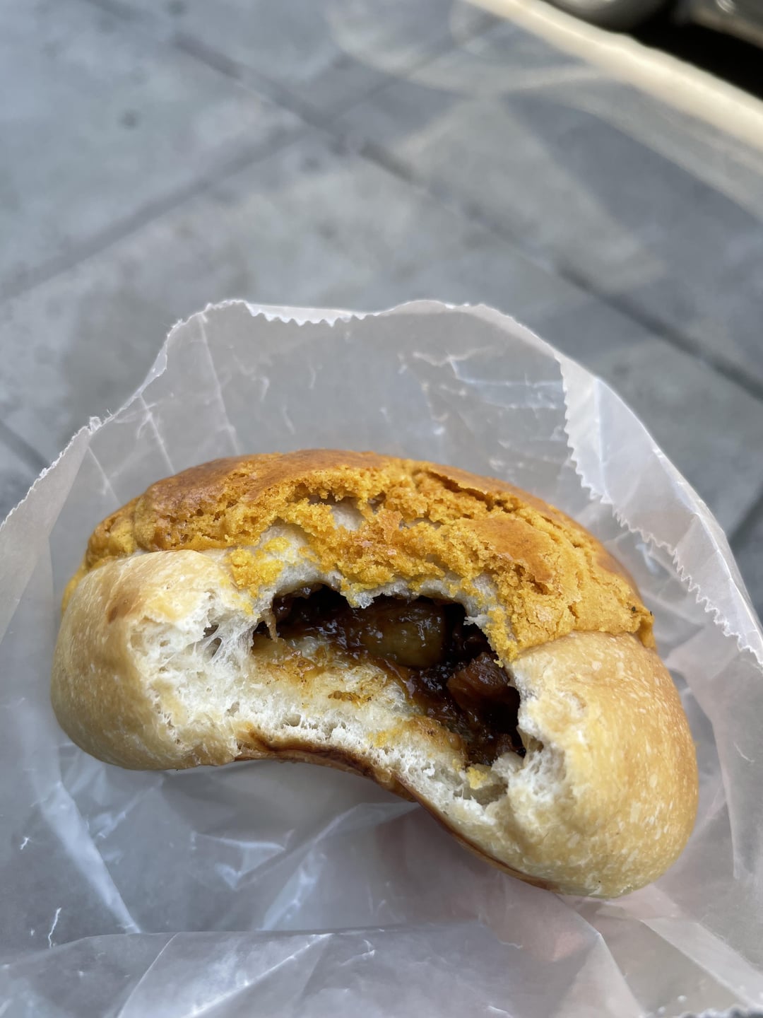 Pineapple pork bun and roasted pork bun in Manhattan’s Chinatown