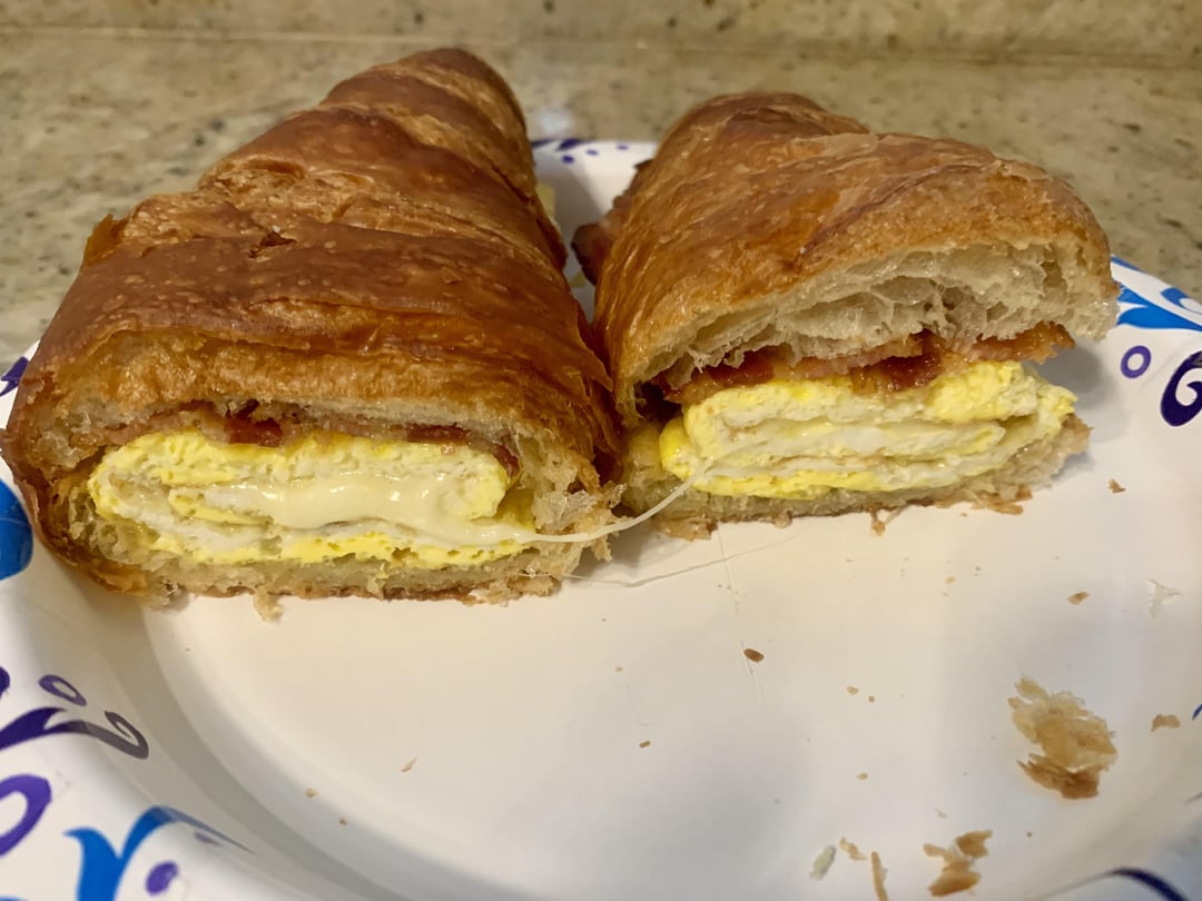 Bacon, Egg & Cheese betwixt a Costco croissant - Dining and Cooking