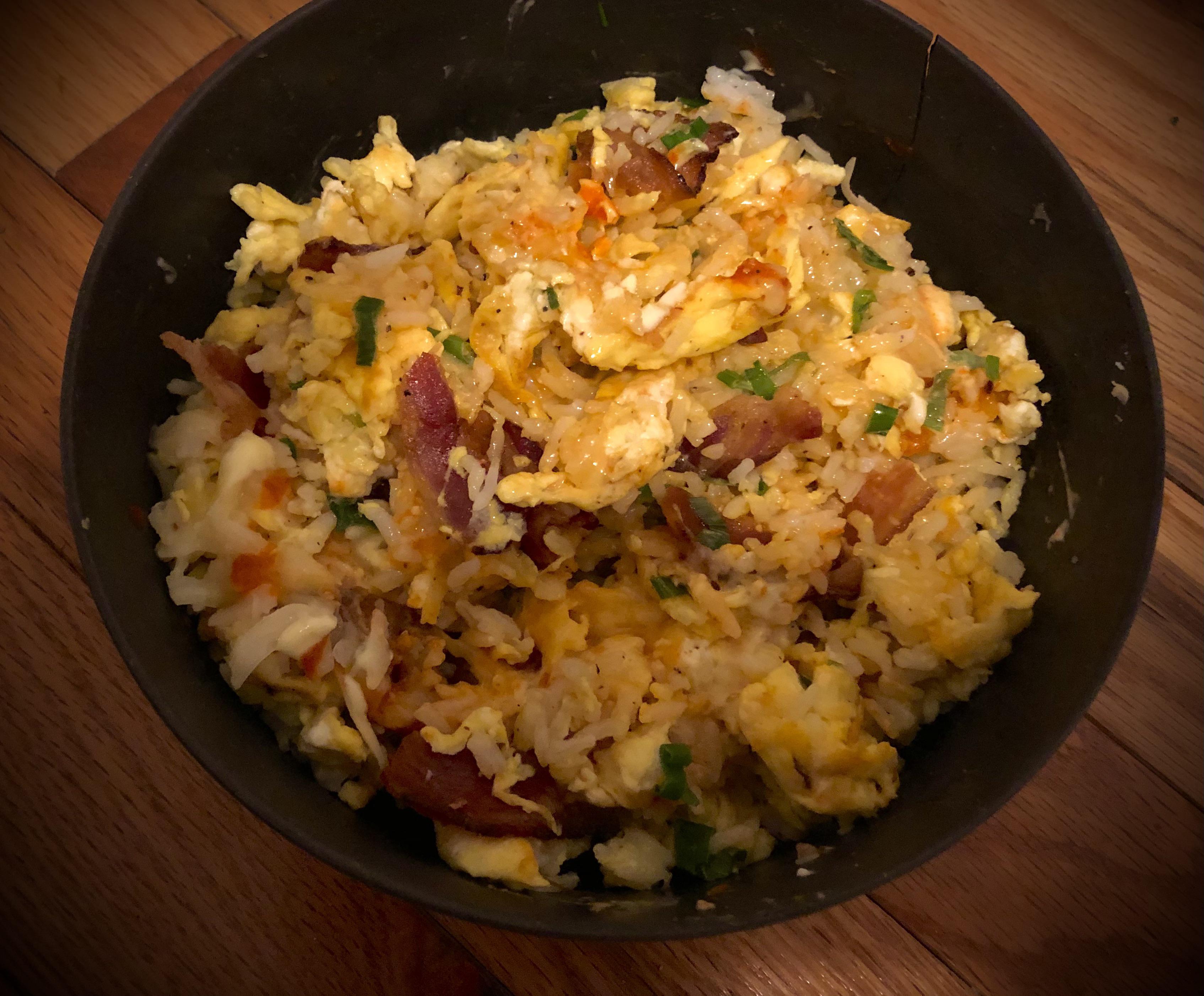 Bacon, Egg and Cheese Fried Rice Dining and Cooking