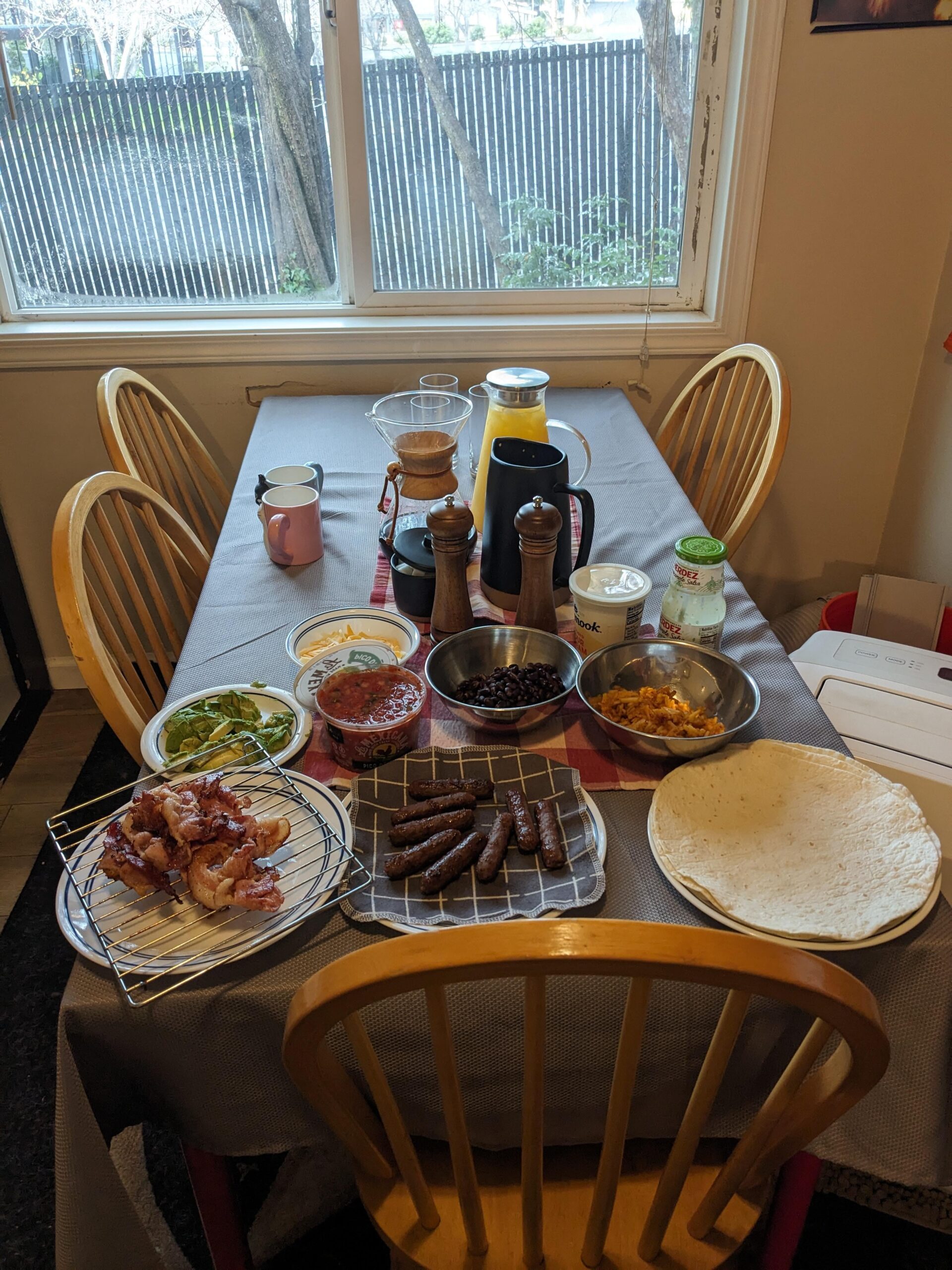 Breakfast Burrito Bar I made for friends this weekend. - Dining and Cooking