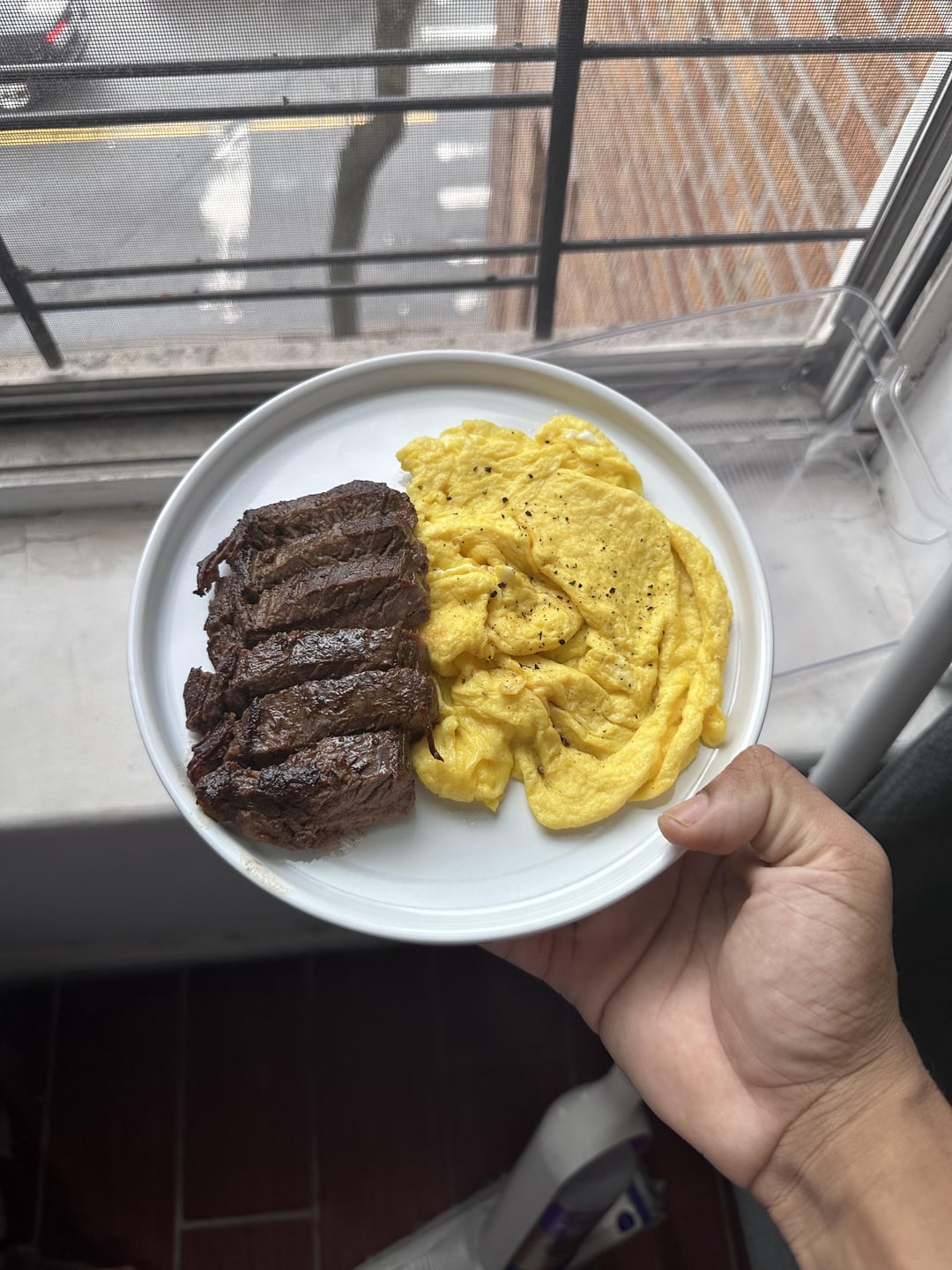 a little over cooked but my steak and eggs - Dining and Cooking