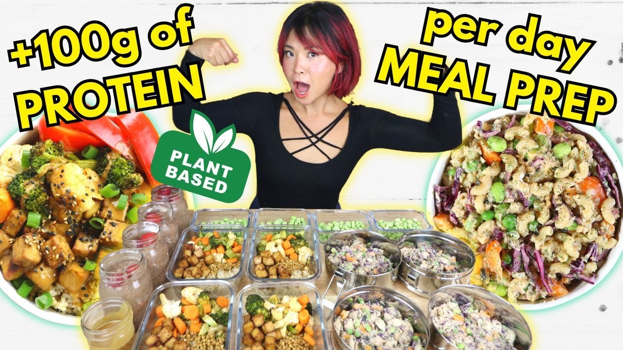 Over 100g of PROTEIN PER DAY MEAL PREP (high protein vegan meal prep ...
