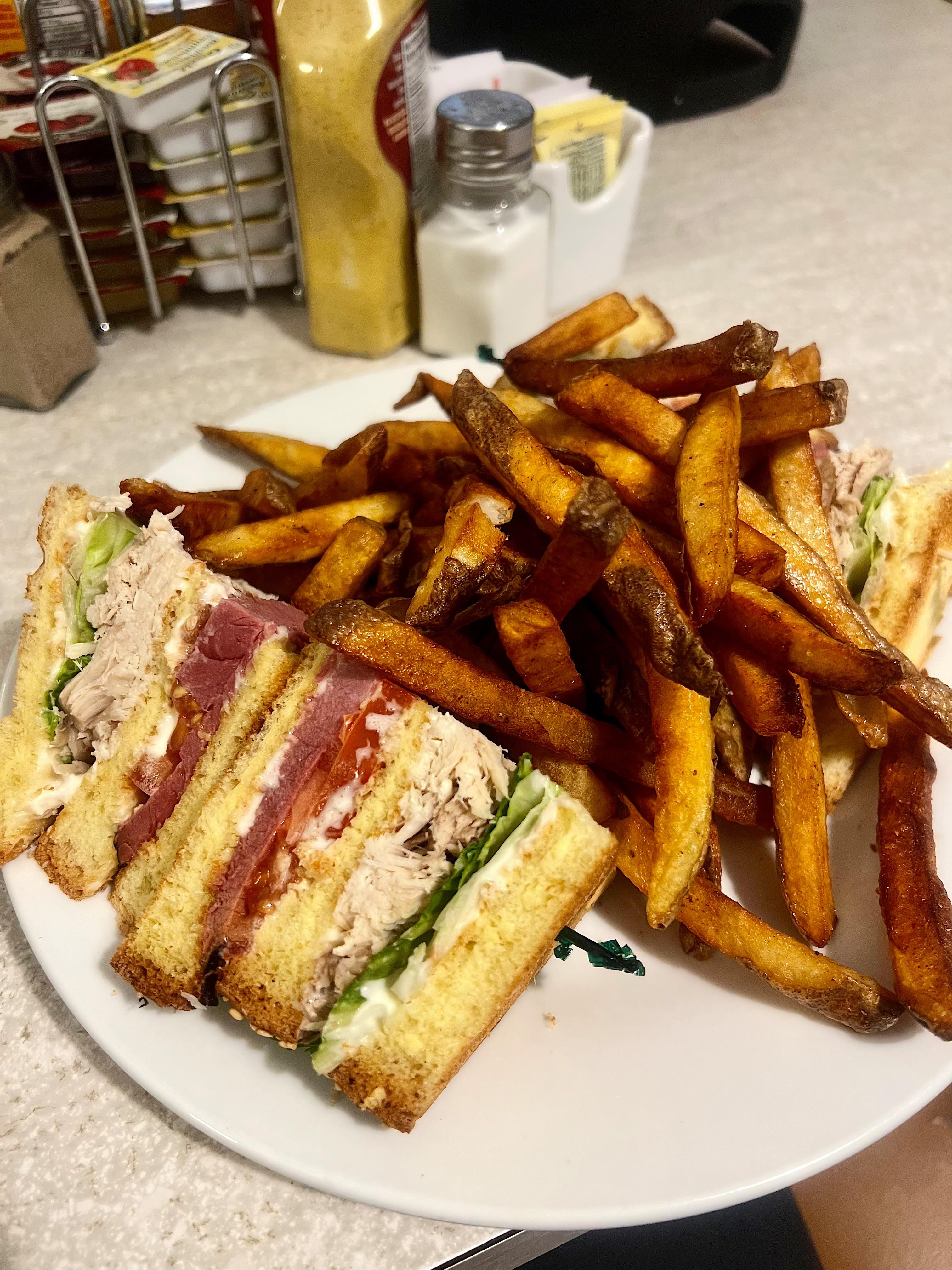 [i ate] A diner club sandwich and hand cut fries Dining and Cooking