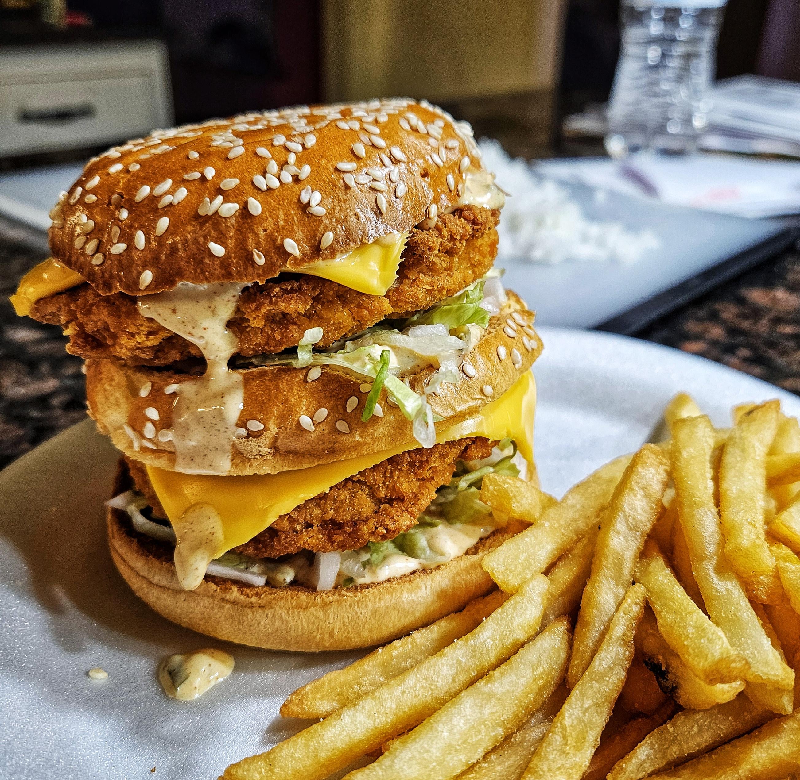 Chicken Big Mac. Dining and Cooking