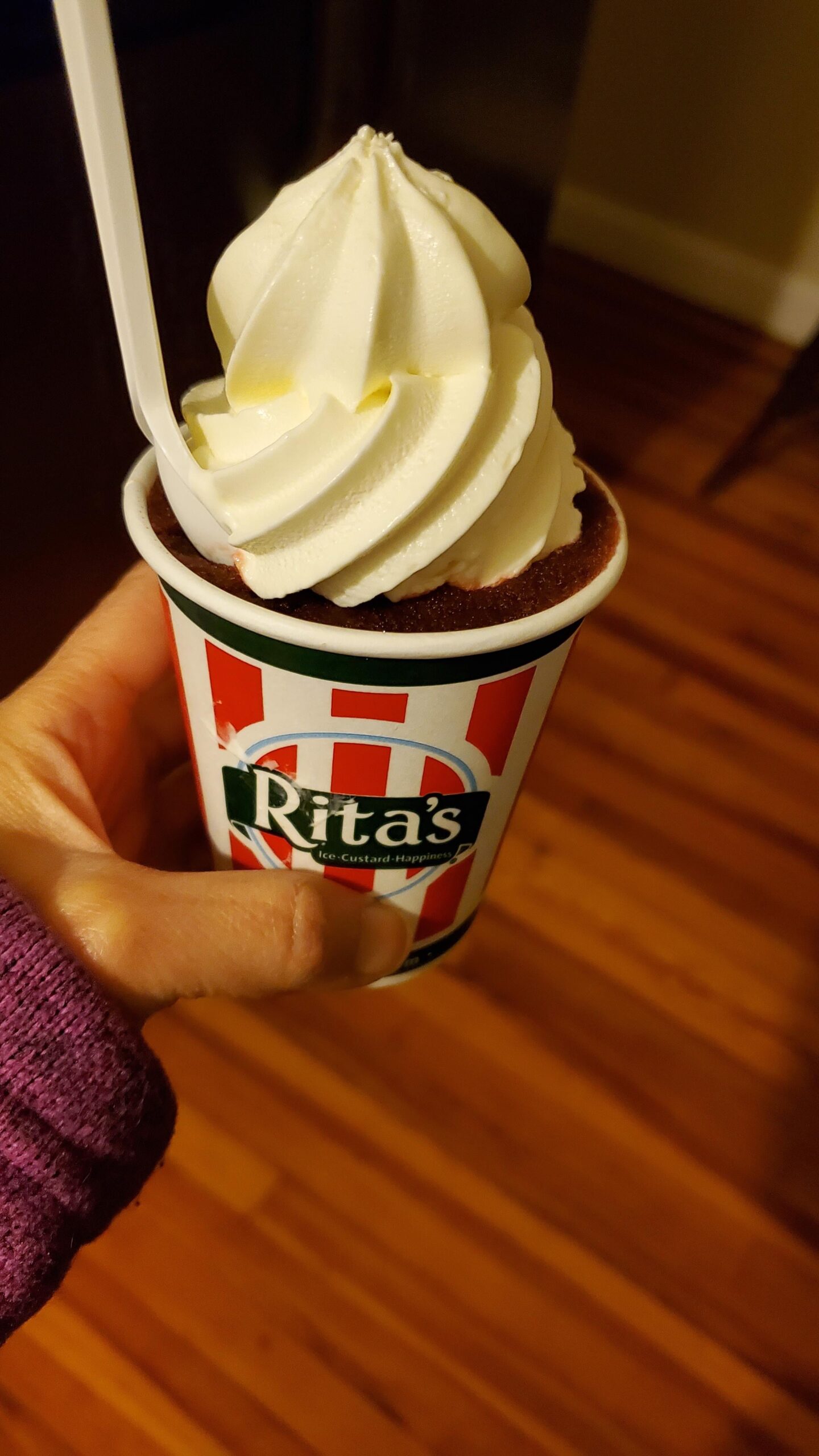 Rita's Italian black cherry ice with vanilla custard this year. [I ate