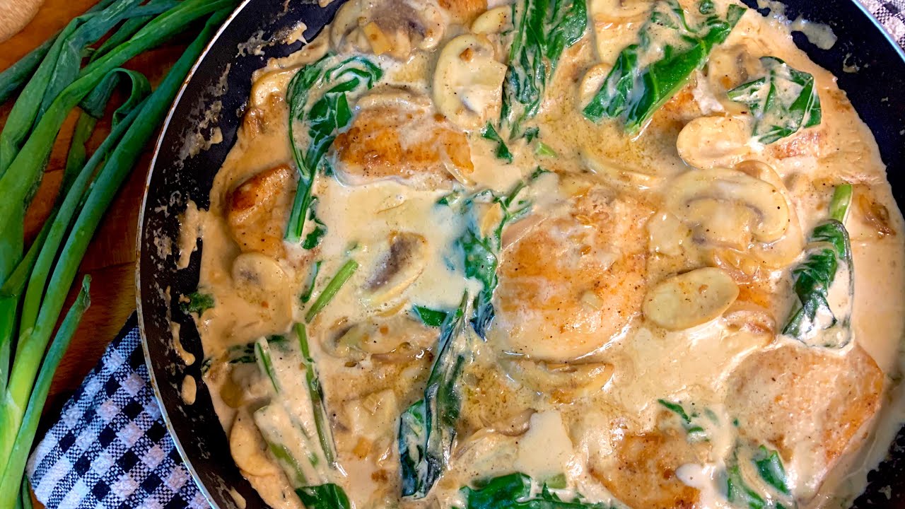 SUPER CREAMY CHICKEN MUSHROOM AND SPINACH | Easy Recipe | Healthy ...