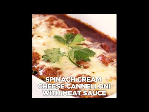 Spinach Cream Cheese Cannelloni with Meat Sauce | Home Foodie # ...