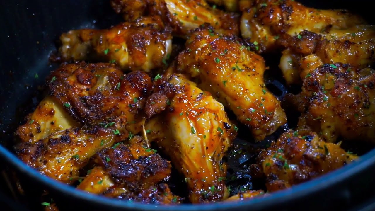 The BEST Air Fryer Baked Honey BBQ Chicken Wings EVER!!! | Chicken Wing ...