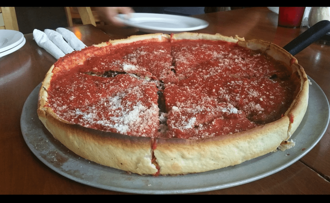 Had Chicago deep dish in Chicago last week . One slice I am done lol