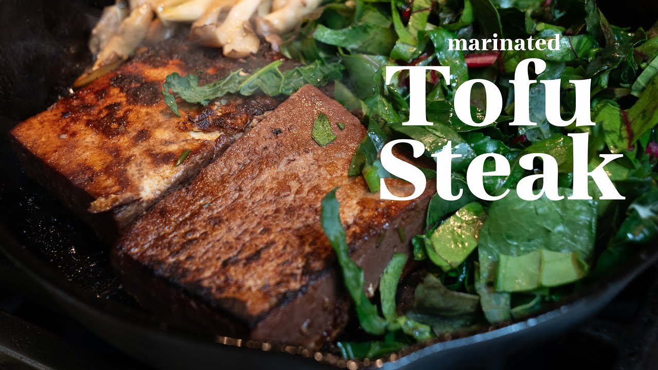 Tofu Steak 15minute & One Pan Dinner! Marinated Tofu in Red Wine