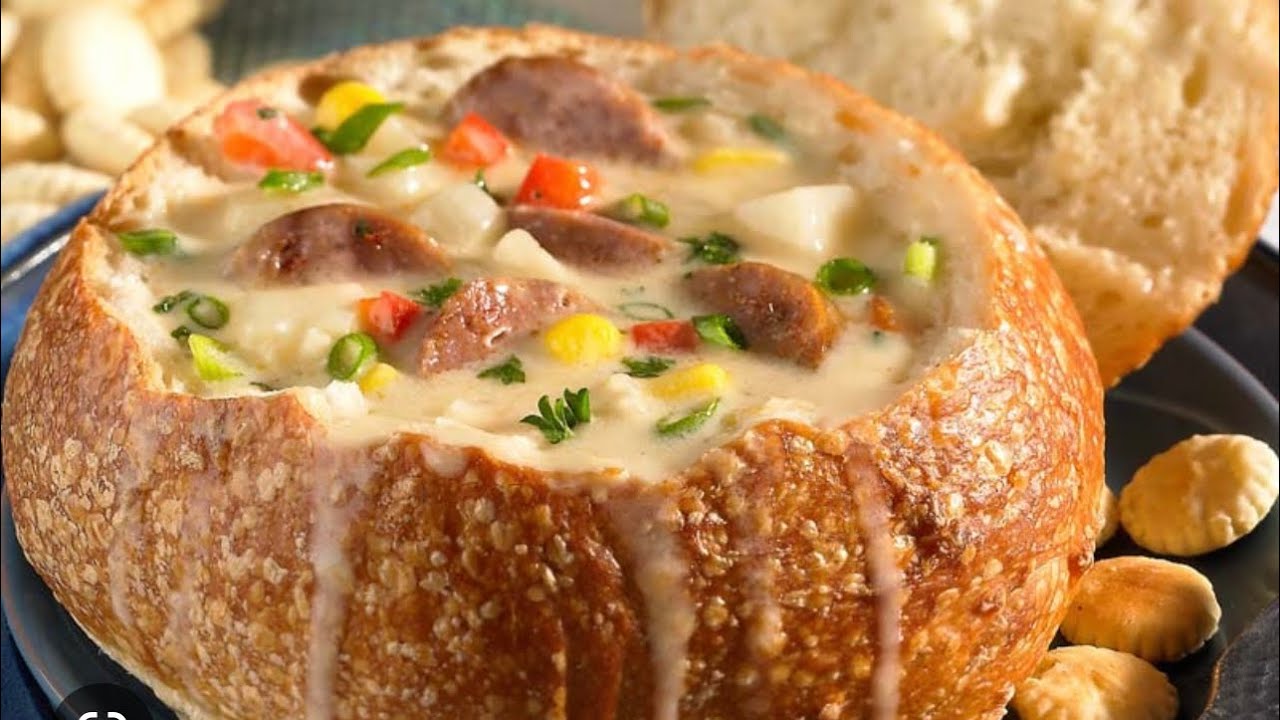 Sausage And Potato Chowder Soup Bread Bowl Recipe | Cozy Up Recipes ...