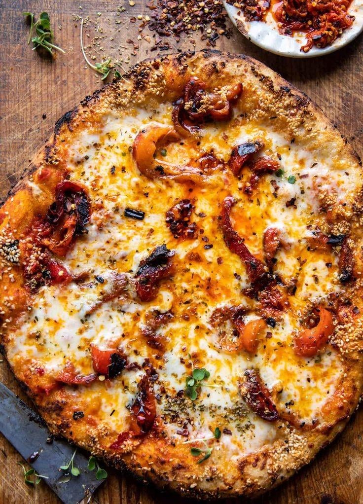 Calabrian Chili Roasted Red Pepper Pizza - Dining and Cooking