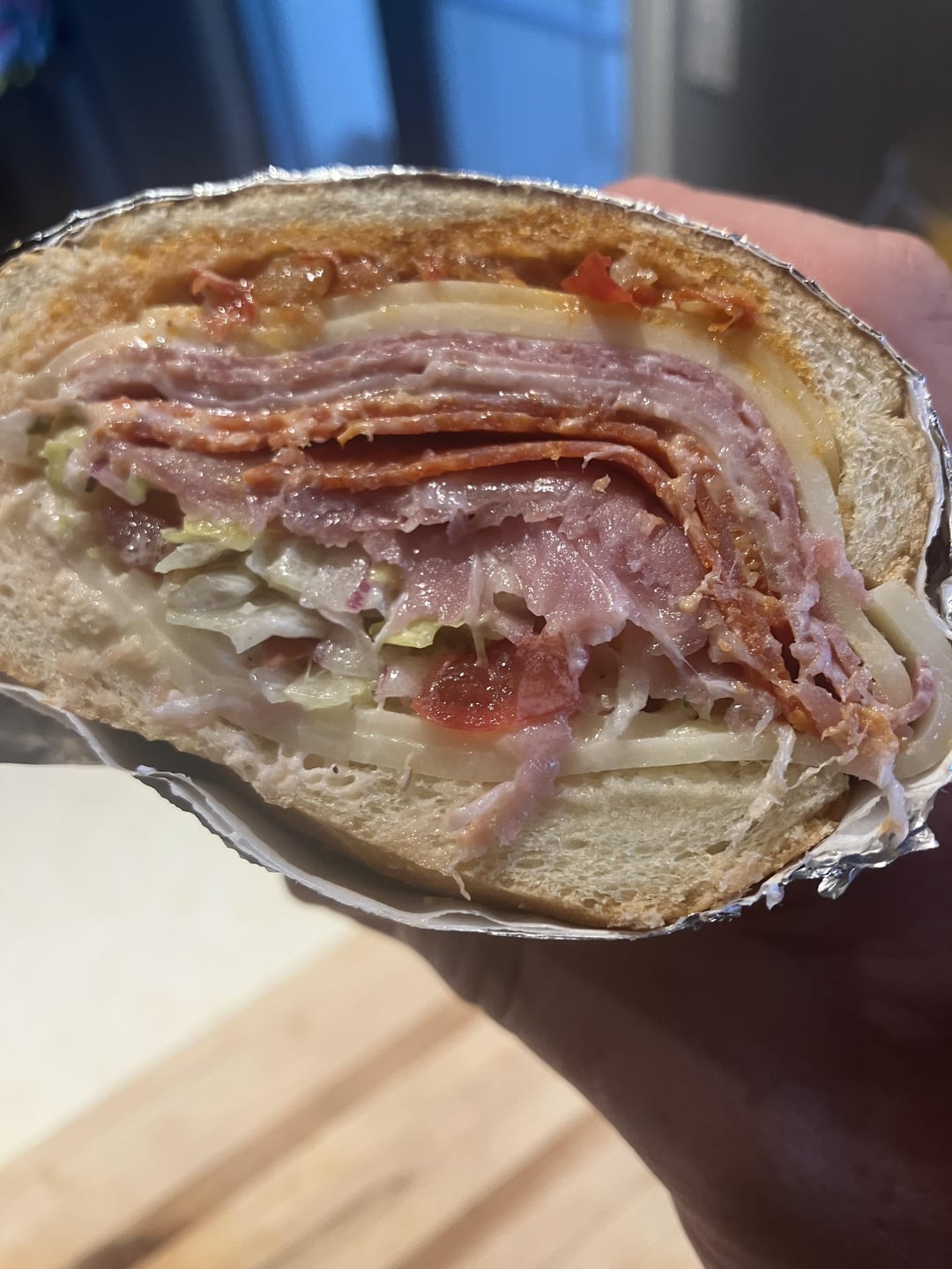 Italian with provolone,salami, ham, pepperoni, prosciutto, banana ...